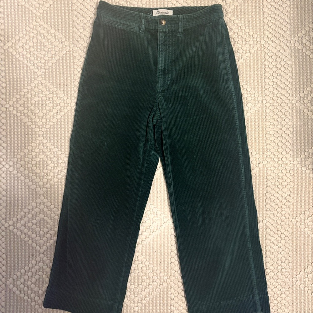 Madewell Dark Green Corduroy Cropped Pants